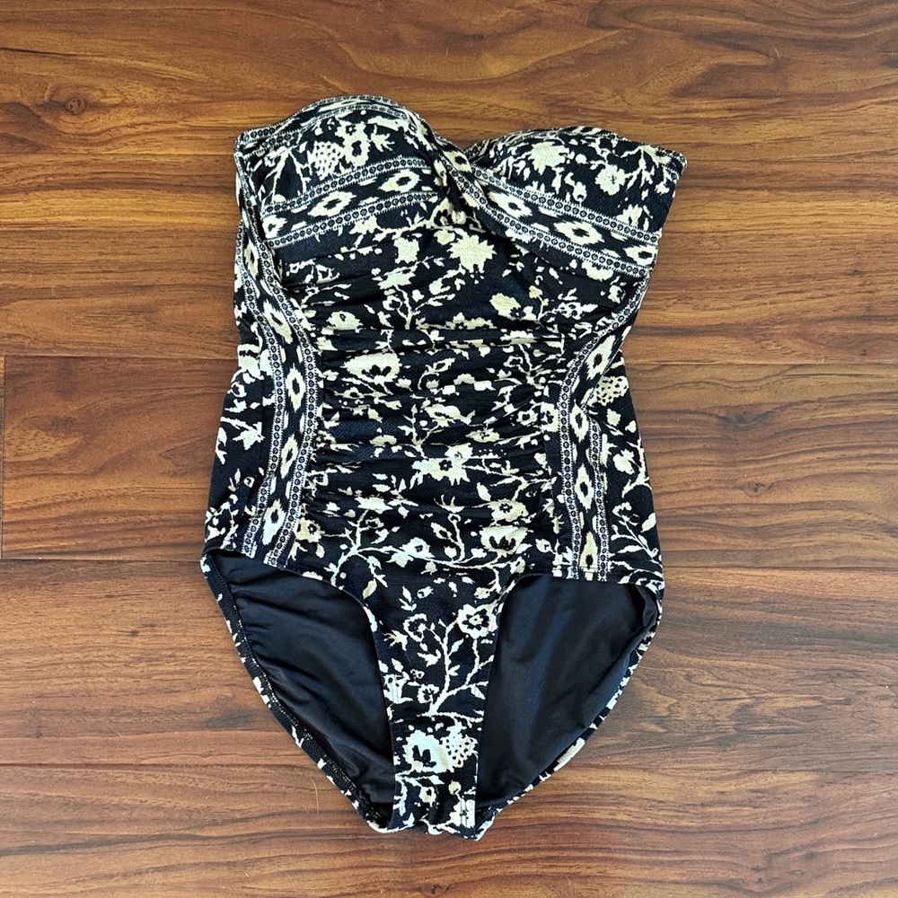 Robin Piccone Floral Strapless One Piece Swimsuit